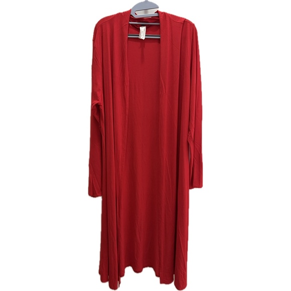 Isaac Liev Red Plus Size Women's Slinky Knit Cardigan Duster - Picture 1 of 4